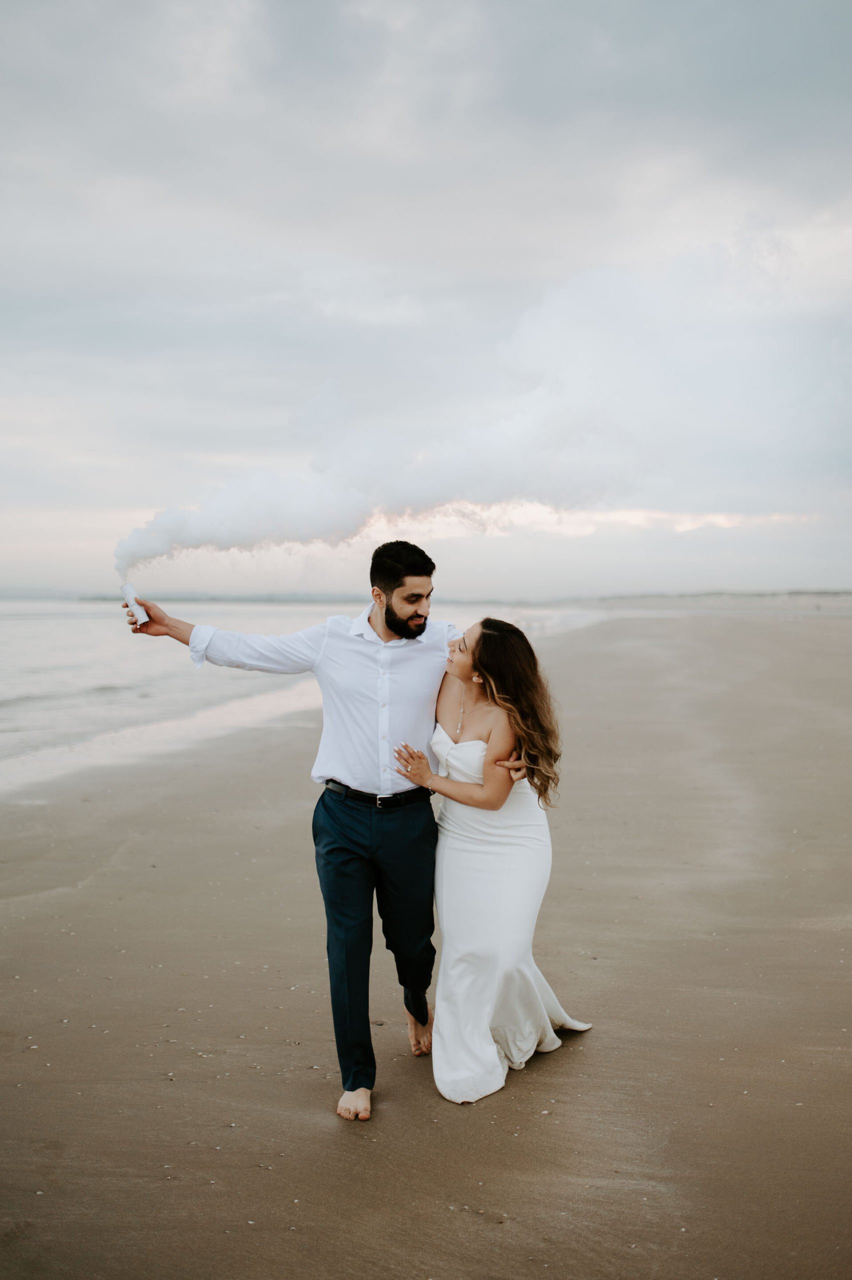 Demiana and Goergeuos - Camber Sands Golden Hour Beach Shoot - Laura Williams Photography-31.jpg