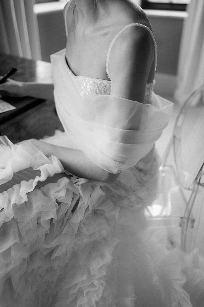 bridal dress details closeup