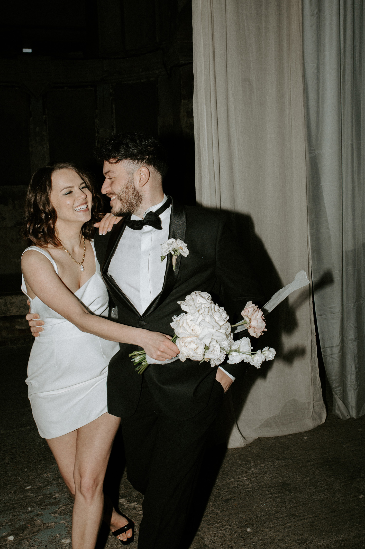 editorial flash photo of couple in asylum chapel london