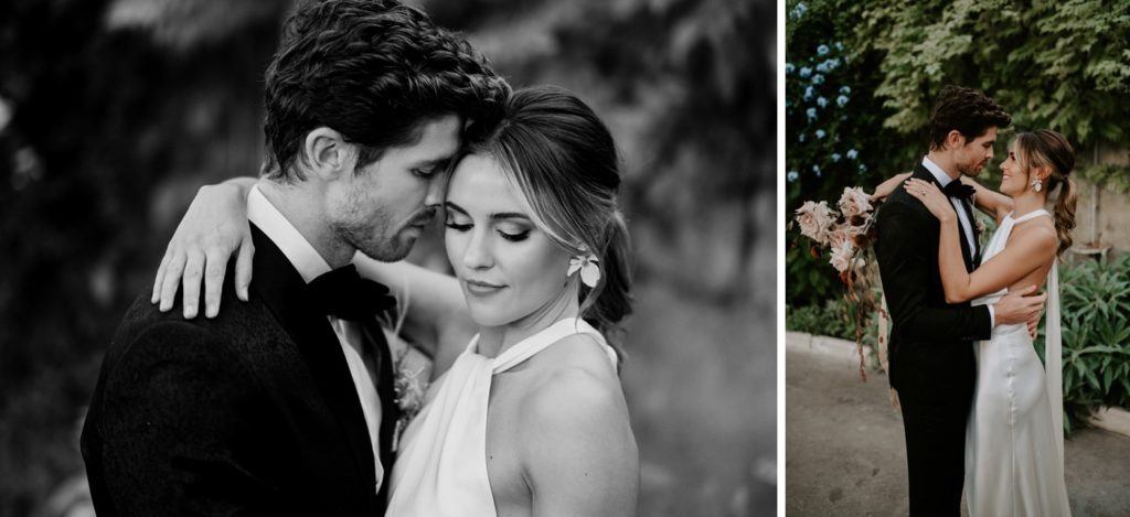 bride and groom in conservatory in syon park