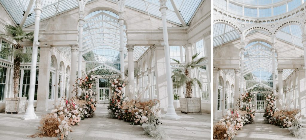 floral arch ceremony set up at syon park