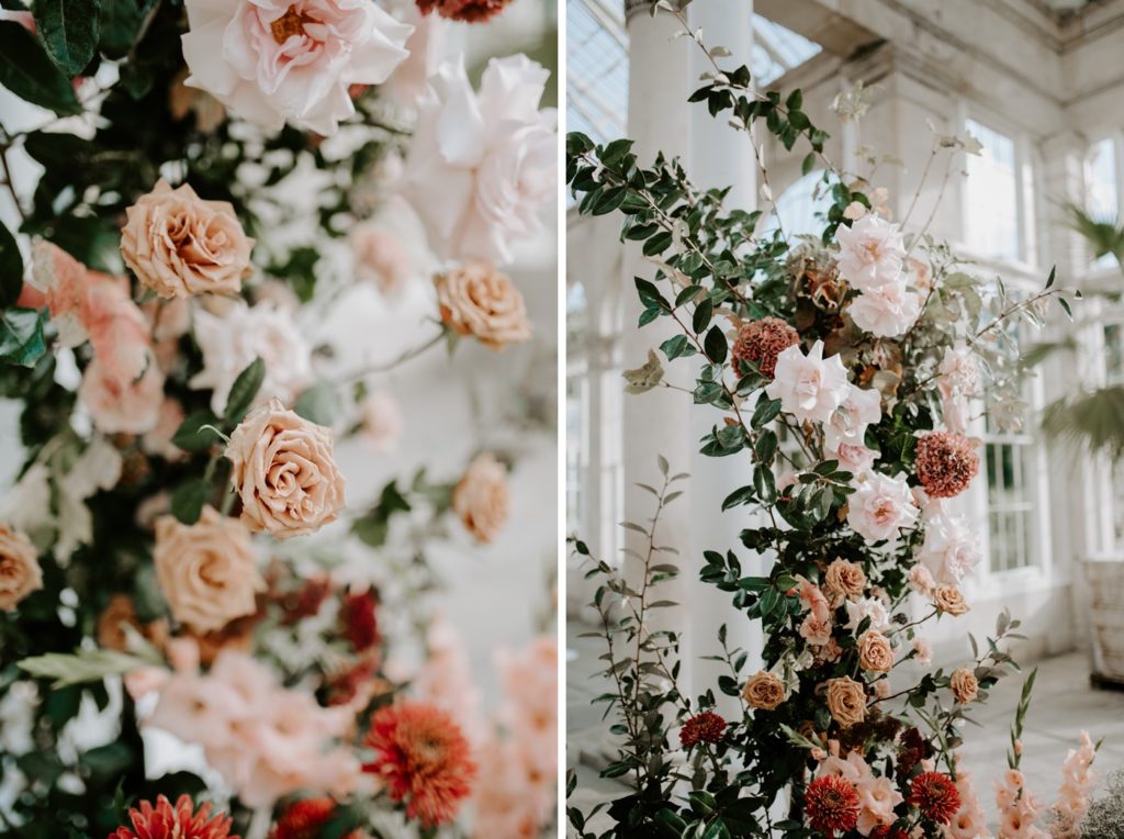 floral arch ceremony set up at syon park