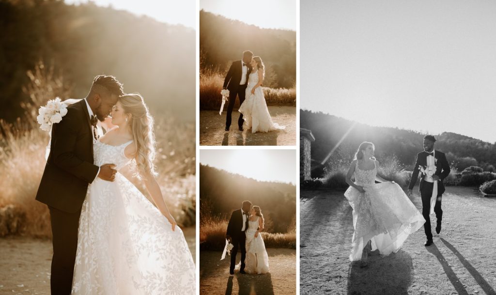 couple at golden hour at this must be the place barcelona wedding venue