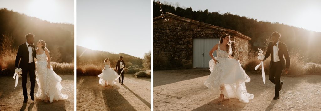 couple at golden hour at this must be the place barcelona wedding venue