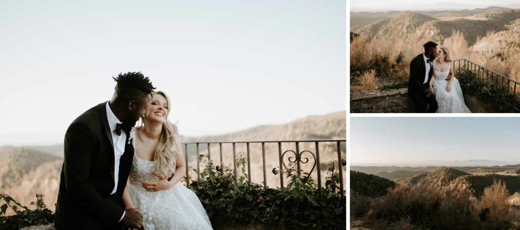 couple with mountain views at this must be the place barcelona wedding venue
