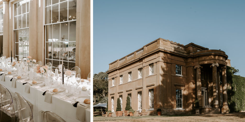 wilderness reserve sibton house with marquee and wedding breakfast setup