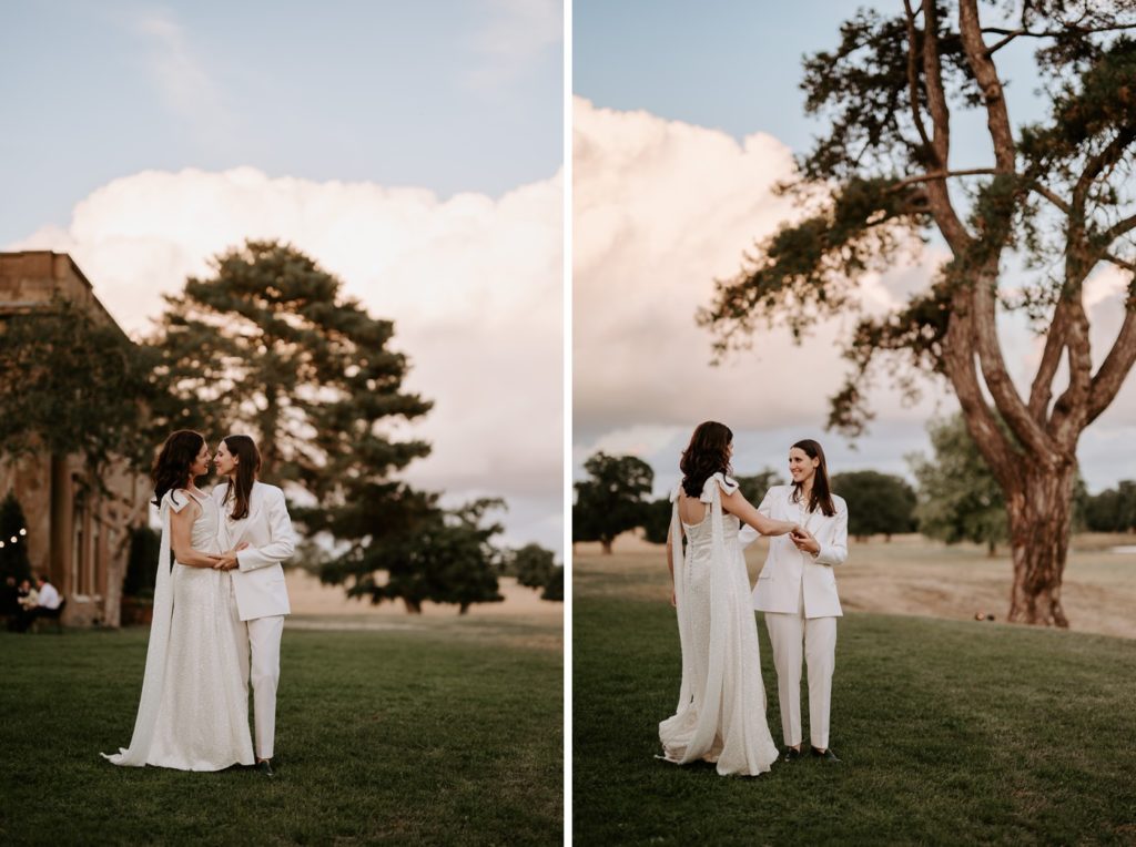 bride second dress sunset photos 
