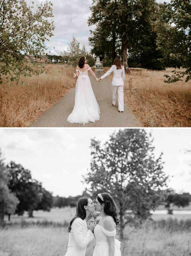 wilderness reserve wedding two brides walking away