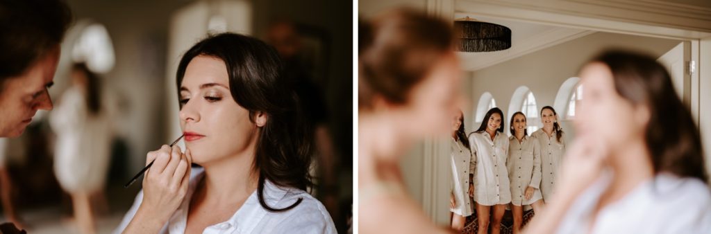 bride getting her makeup down at wilderness reserve
