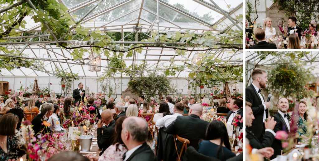 speeches during West Green house gardens wedding reception