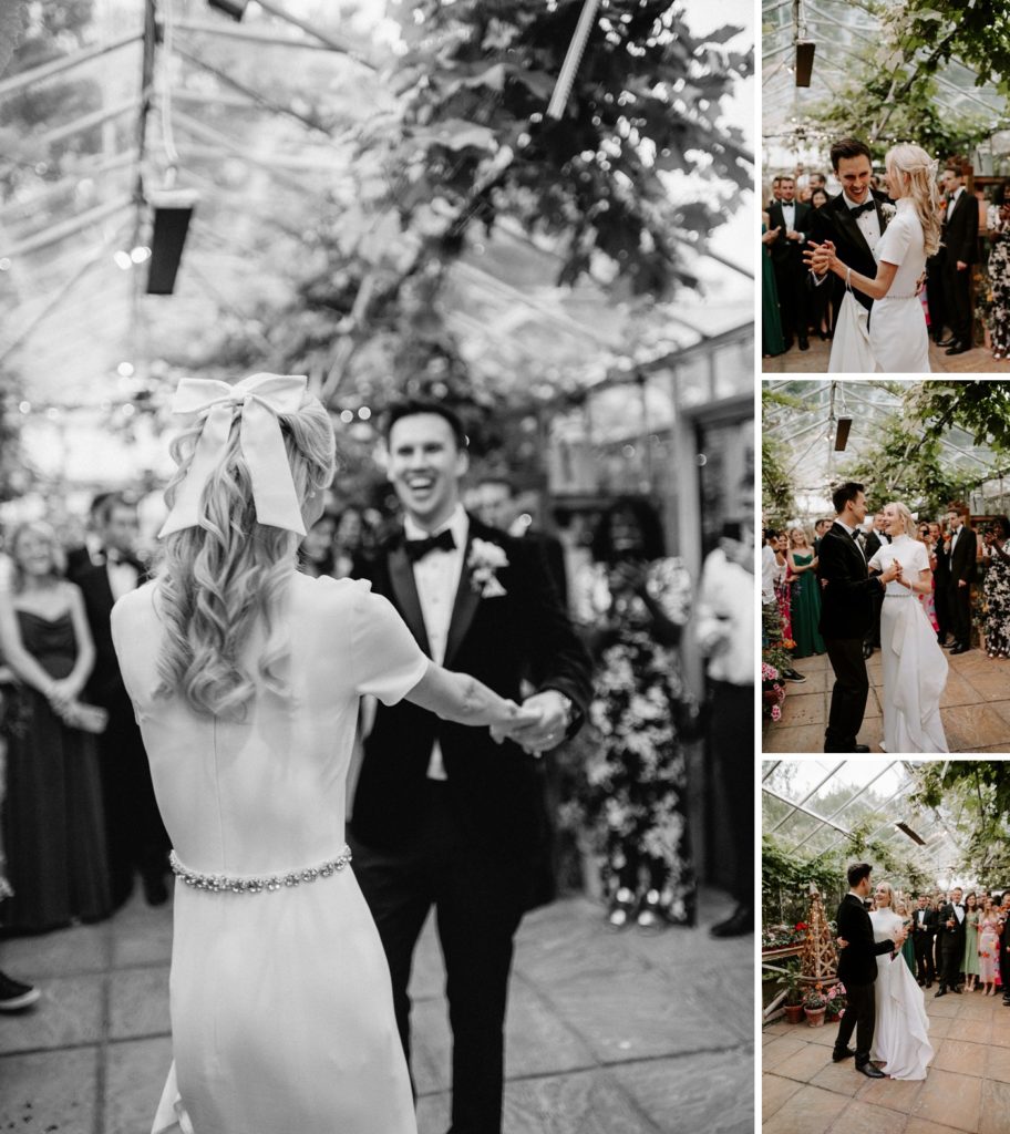 first dance at West Green house gardens wedding reception