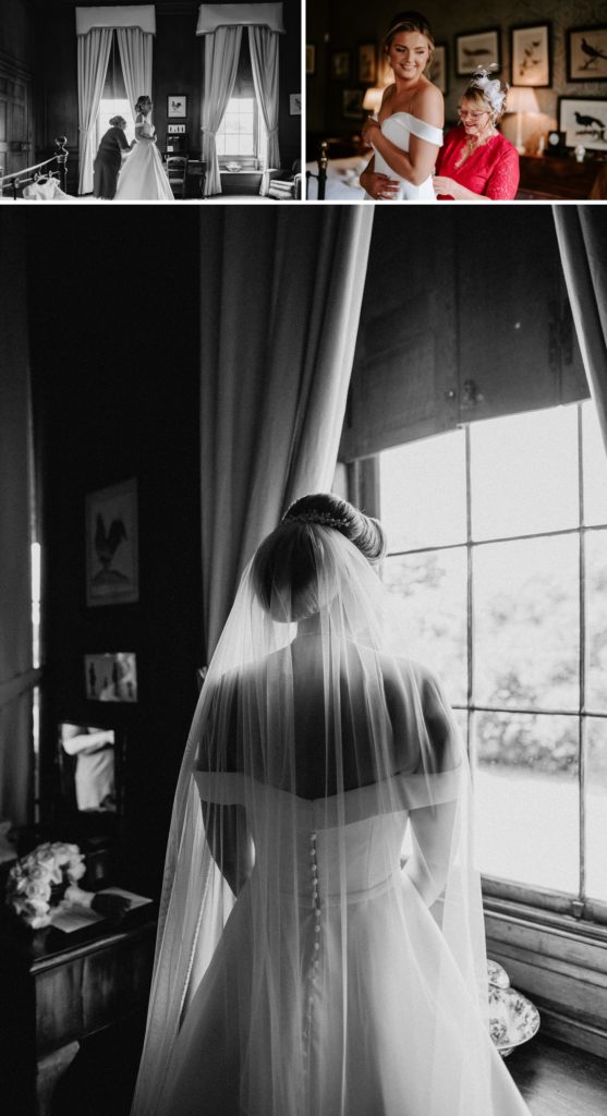 bride getting ready at glemham hall