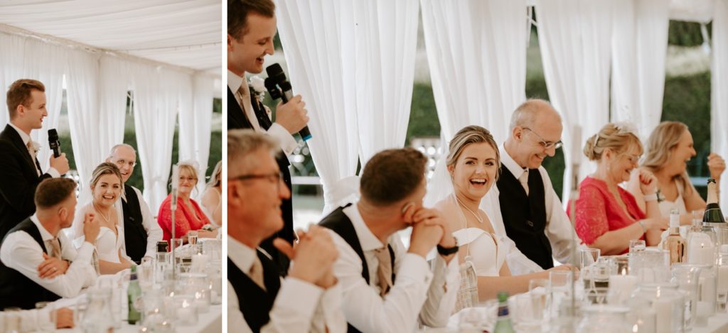 bride and groom wedding speeches at glemham hall