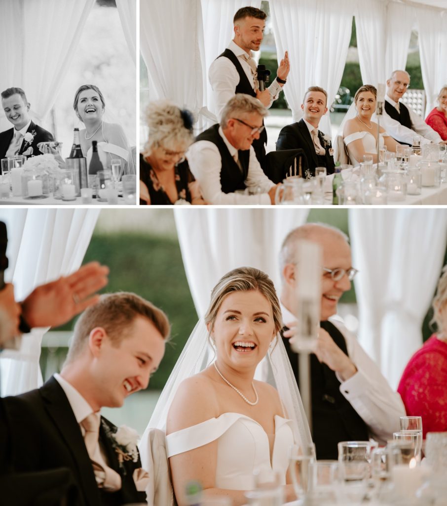bride and groom wedding speeches at glemham hall
