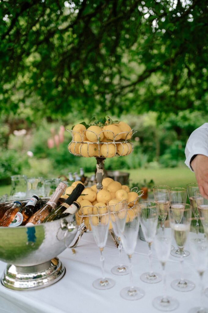 drinks reception setup at West Green house gardens