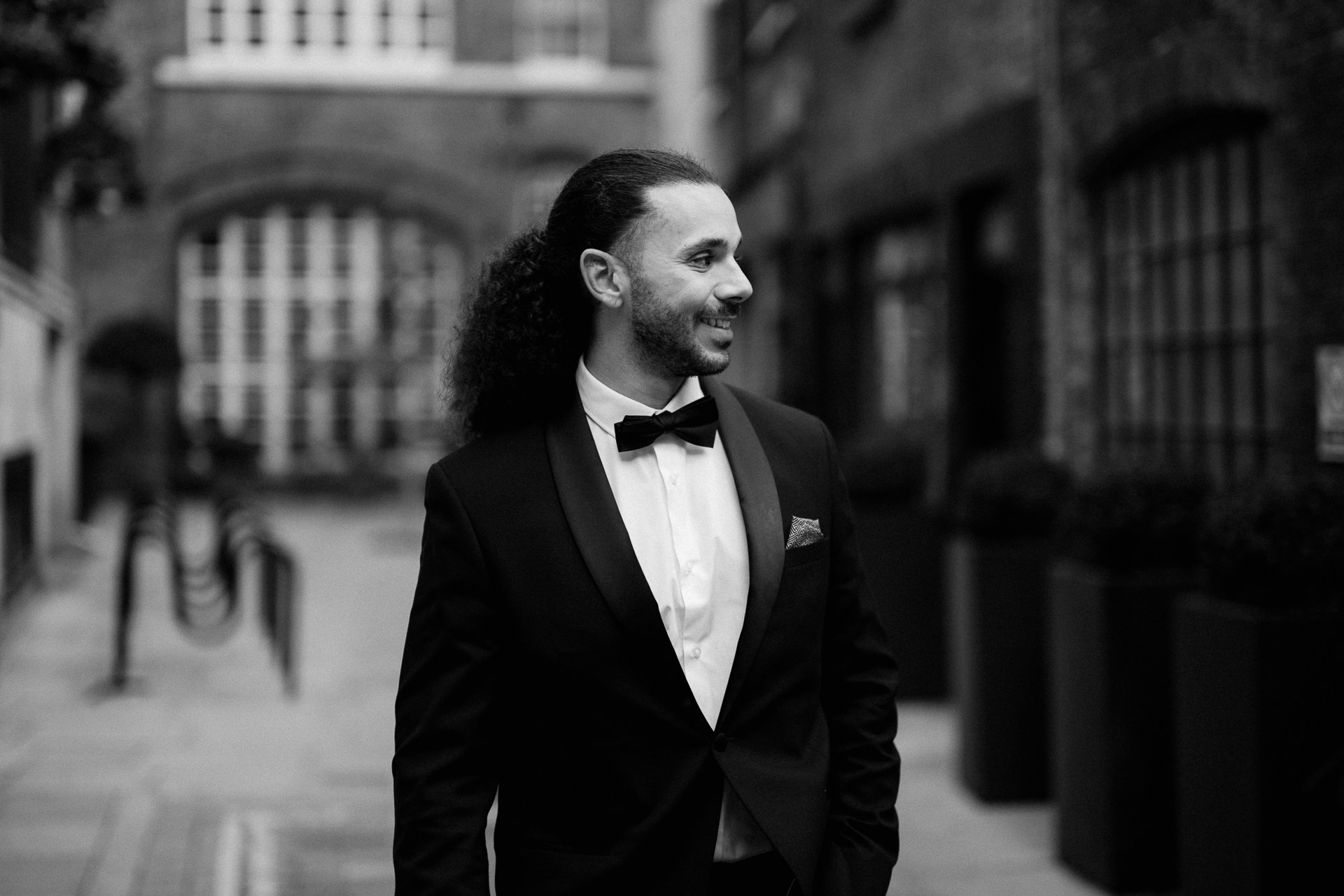 portrait of groom smiling