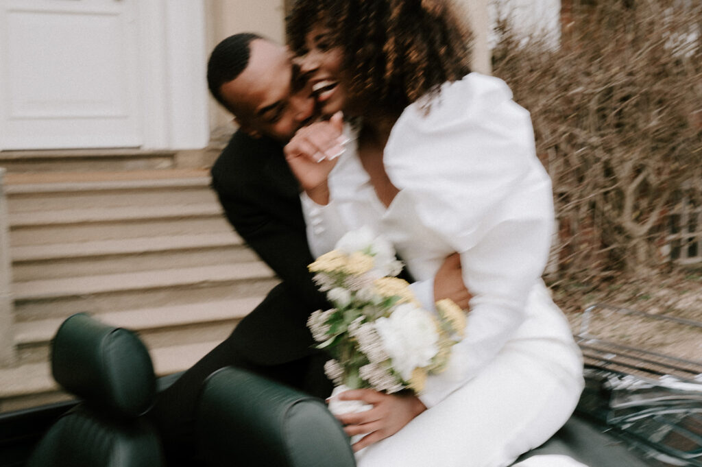 portrait of bride and groom at iscoyd park