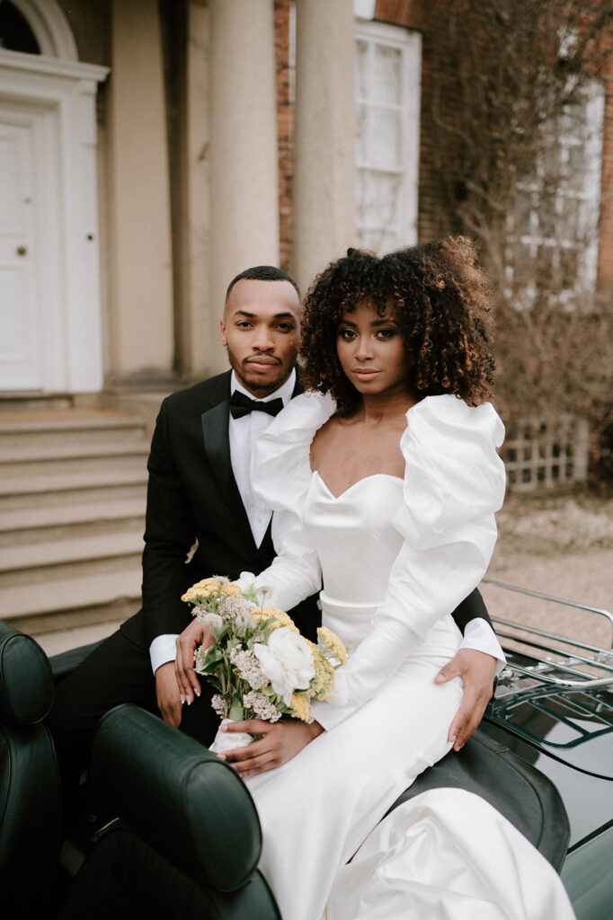 portrait of bride and groom at iscoyd park