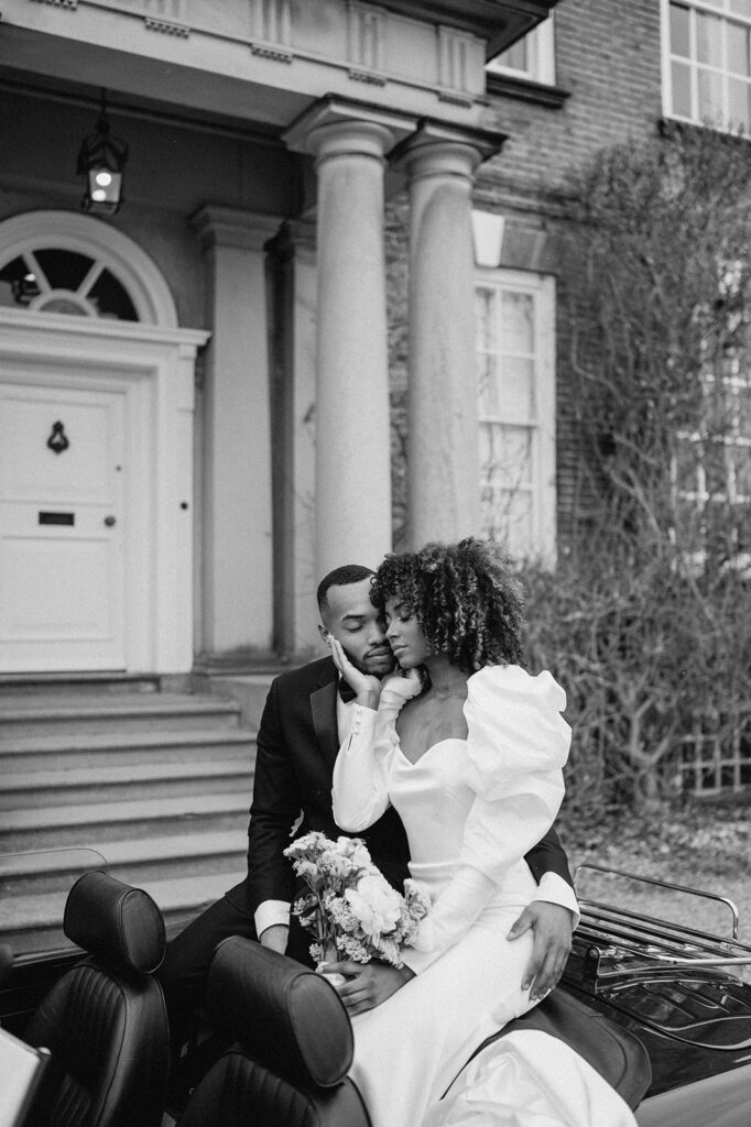 portrait of bride and groom at iscoyd park