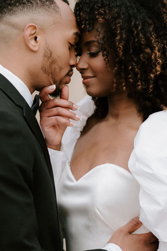 bride and groom outside Iscoyd park wedding venue