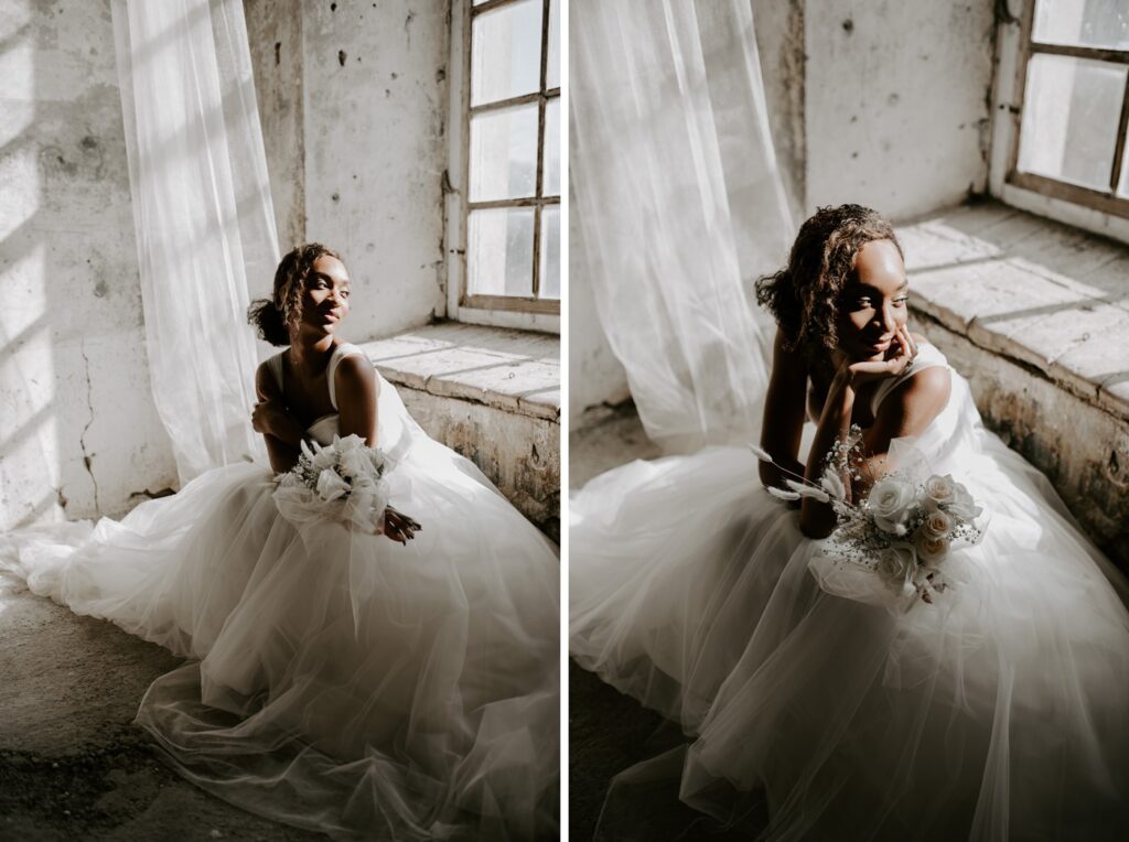 bride wearing vera wang wedding dress at Colonia Rusinol barcelona wedding venue