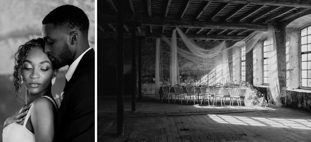 couple at wedding reception at Colonia Rusinol barcelona wedding venue