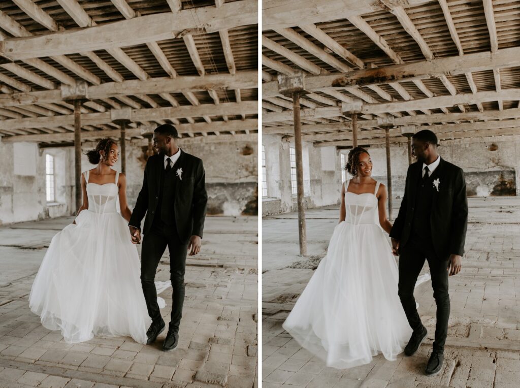couple at wedding reception at Colonia Rusinol barcelona wedding venue