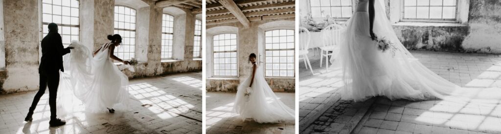 wedding reception at Colonia Rusinol with bride wearing vera wang wedding dress