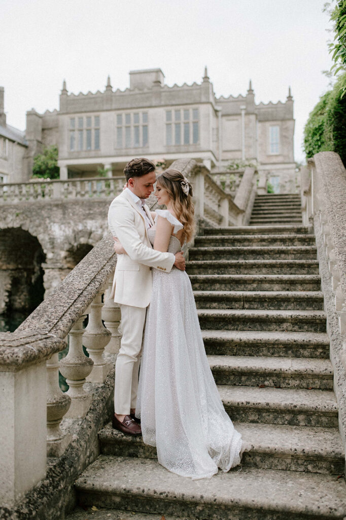 couple on steps at euridge manor