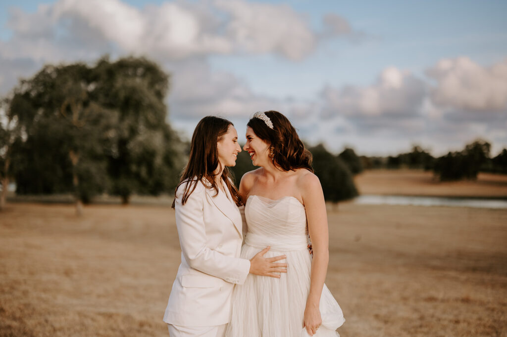 brides laughing at eachother