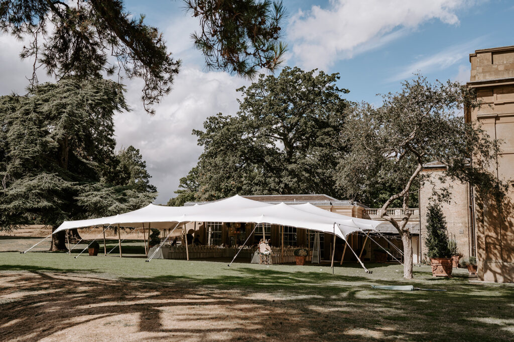 wedding marquee outside Sibton park house