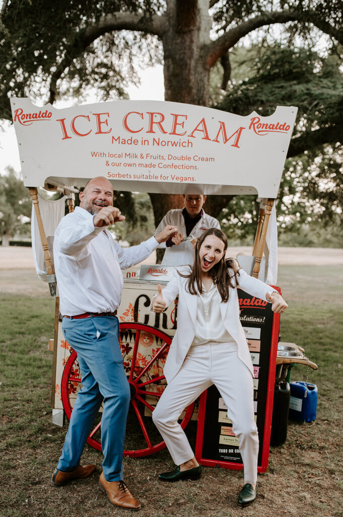 guests enjoying ice cream at wedding reception