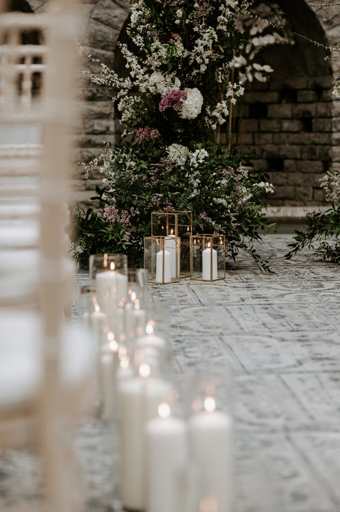 lanterns in ceremony aisle