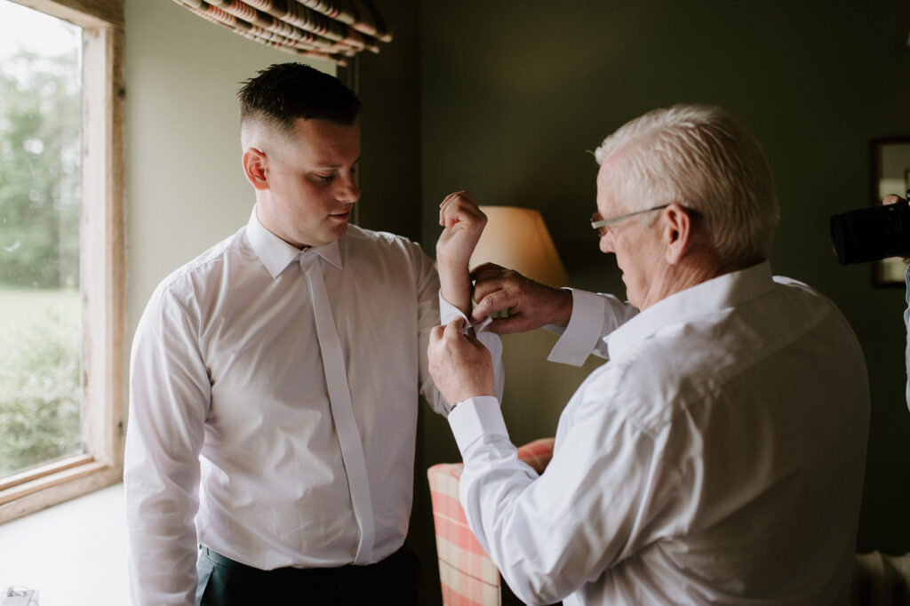 Groom Getting Dressed at Bruisyard Hall