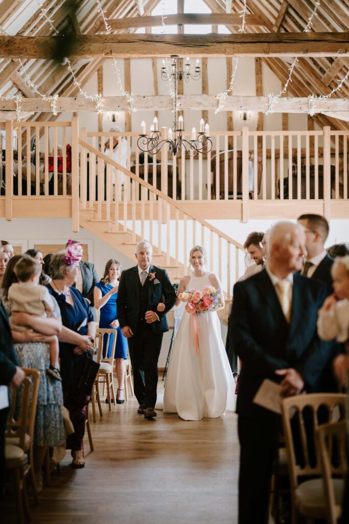 Bride Walking Down the Aisle at Bruisyard Hall