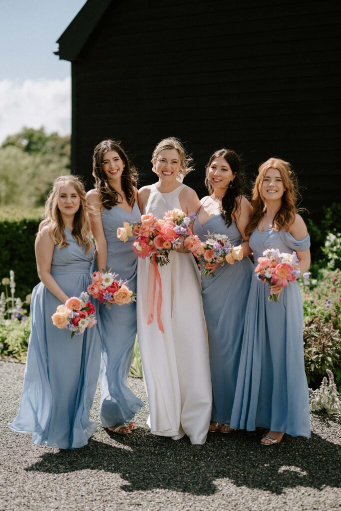 Bridesmaids Group Portrait at Bruisyard Hall