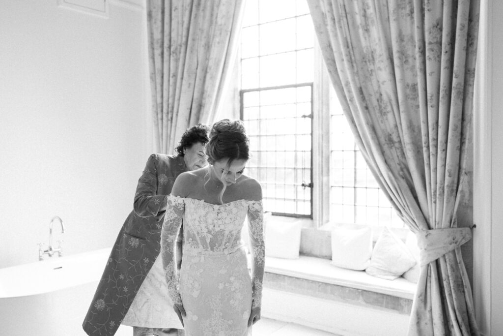 Bridal prep moments at Butley Priory wedding